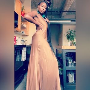 Beautiful copper colored satin Dries Van Noten formal dress.